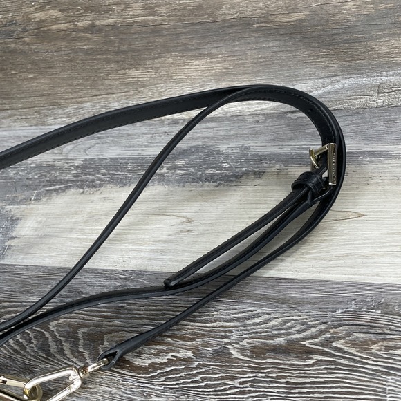 TORY BURCH Leather REPLACEMENT Strap Excellent GoldTone Crossbody Black 5/8" - Picture 3 of 6